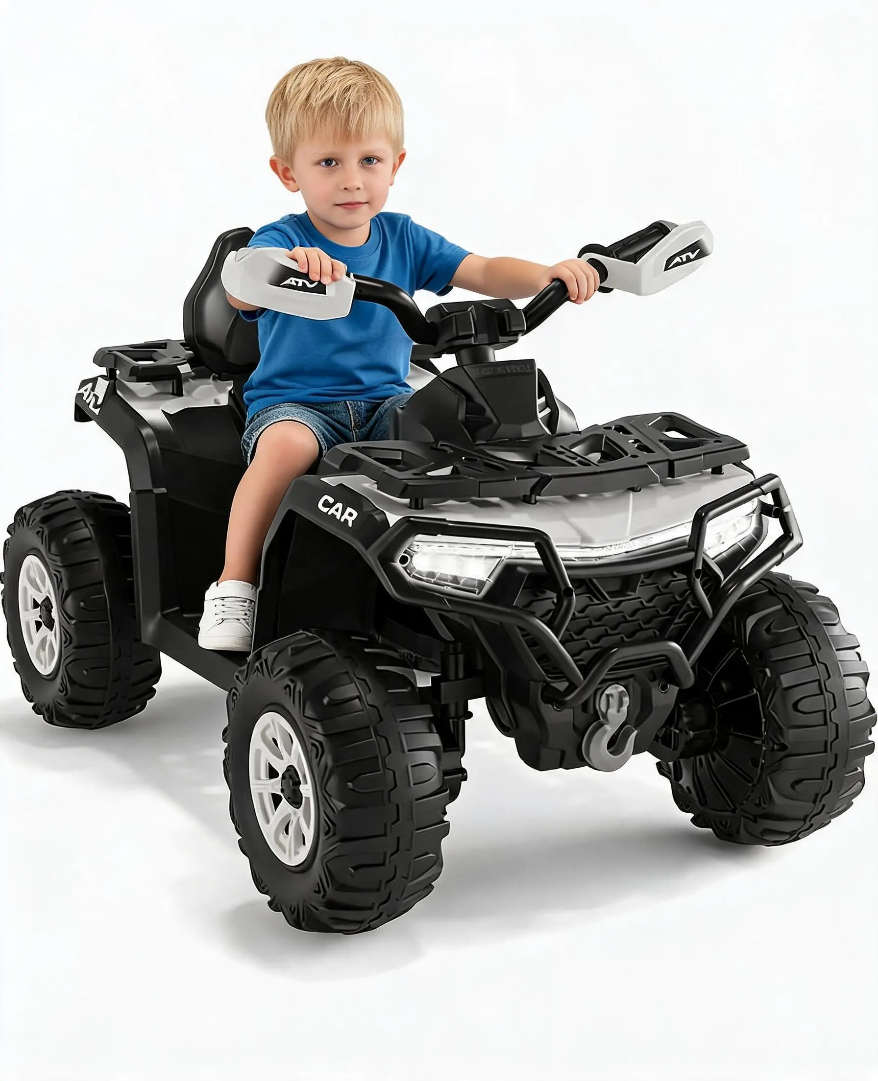 Garvee 12V Electric Ride-On ATV with Dual Motors, Remote Control, 4-Wheel or Spring Suspension, LED Lights, Wireless Music, Bluetooth, USB, Battery Powered Off-Road Quad in Multiple Colors for Ages 3-8