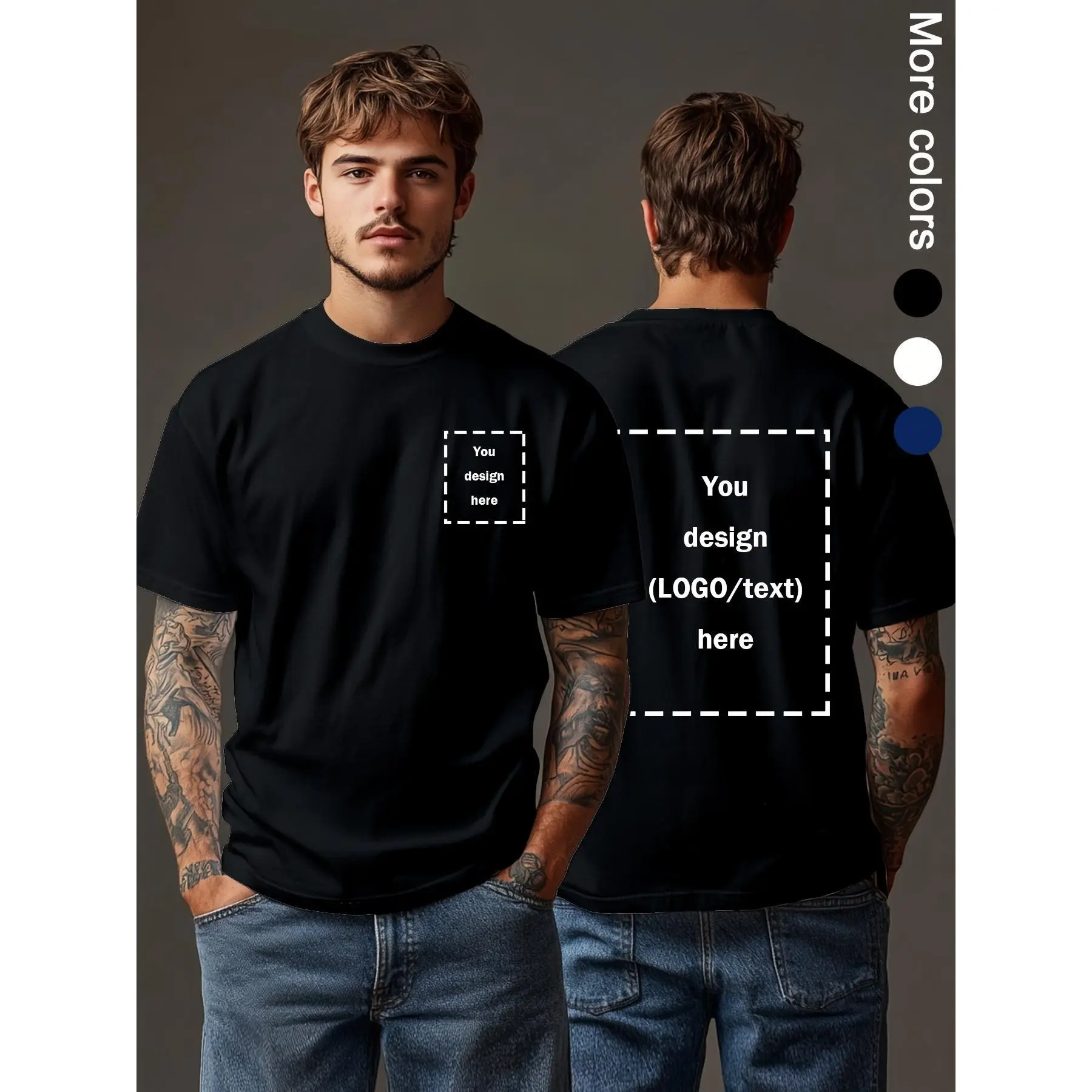 Custom Graphic T-Shirt, Unisex Short Sleeve Breathable Classic Cotton Tee, Personalized with Your Logo or Photo for Team Uniforms & Events