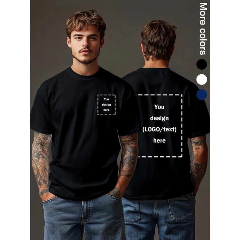 Custom T-Shirt ized with Your Own Text/Logo/Photo - Casual Round Neck Short Sleeve Tee for Team Uniforms, Festival Outfits, Promotional Branding & Bulk Orders - Machine Washable ized Gift for Him & Events