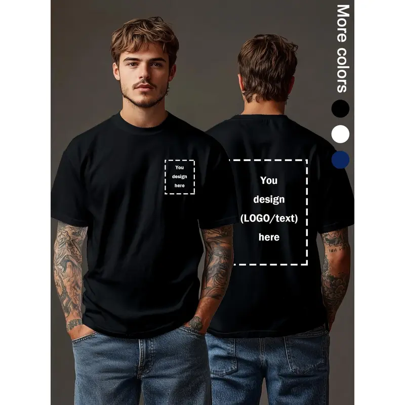 Custom T-Shirt ized with Your Own Text/Logo/Photo - Casual Round Neck Short Sleeve Tee for Team Uniforms, Festival Outfits, Promotional Branding & Bulk Orders - Machine Washable ized Gift for Him & Events