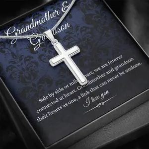Cross Necklace, Grandmother & Grandson Necklace, Birthday For Grandma From Grandson, Grandson Birthday Gift, Gross For Grandson