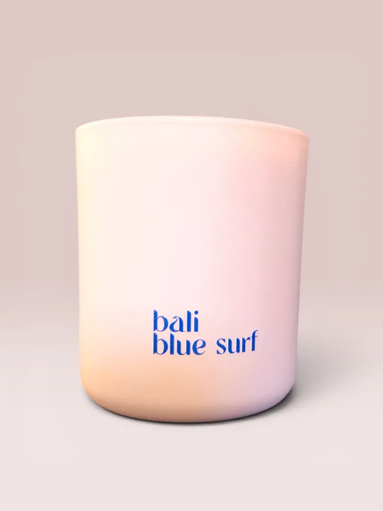 10 oz Bali Blue Surf Coastal Decor Double-Wick Candle - Smooth Creamy Neutral Wax, Breezy Palm & Coconut Water Scent, Glass Jar Home Decor Supply