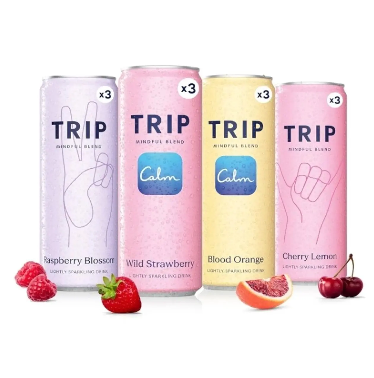 TRIP Lightly Sparkling Adaptogen Seltzer, Non-Alcoholic Mocktail with Magnesium, Ashwagandha, Lions Mane & L Theanine, No Added Sugar, Vegan, Citrus Berry Variety Pack, 12 Oz, 12Pk