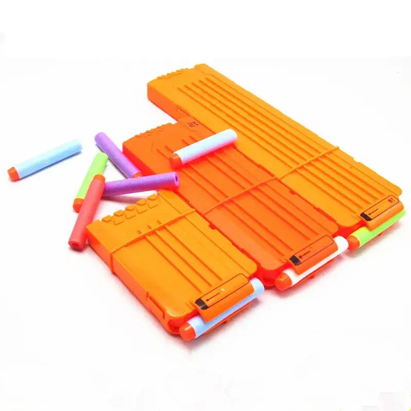 FRENSIT Orange Universal Bullet Clip (6/12/18 Rounds, 12-Darts Option) - Sports Soft Bullet Toy Gun Accessory, Nerf Magazine Dart Replacement, Easy Transportation, Suitable for 6-8 Years Olds