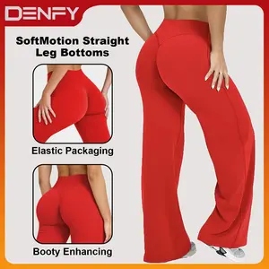 DENFY SoftMotion Straight Leg Bottoms 31" Inseam High Waisted Joggers for Women Fitness Gymwear Sportswear Yoga Pants Workout Comfortable Waistband