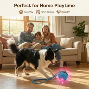 Interactive Smart Dog Ball Toy with Motion Sensor, Light-Up Chew Ball with Moving Tail Rope & Barking Sounds – Durable Toy for Small, Medium & Large Dogs