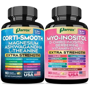 PARROX Soothe & Smooth Bundle - Cortisol and Myo-Inositol All-in-One Supplement - Multivitamin Combo with Extra Strength Ingredients - MADE IN USA