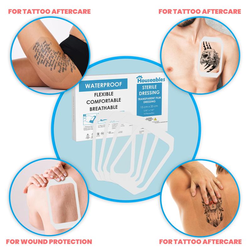Houseables Transparent Film Dressing, Wound Cover Bandages, Clear, Post Surgical Skin Patch, Sterile Protection, Breathable Pressure Seal, Waterproof Guard, Shower Shield