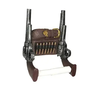 Wipe of the Wild West Rustic Double Six Shooter Cowboy Toilet Paper Roll Holder Western Bathroom Decor