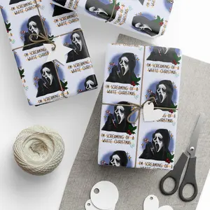 Ghostface Wrapping Paper, Scream Inspired Horror Gift Wrap Sheet, Spooky Sl@sher Wrapping Paper, Halloween Movie Wrapping Paper, Scary Present Paper