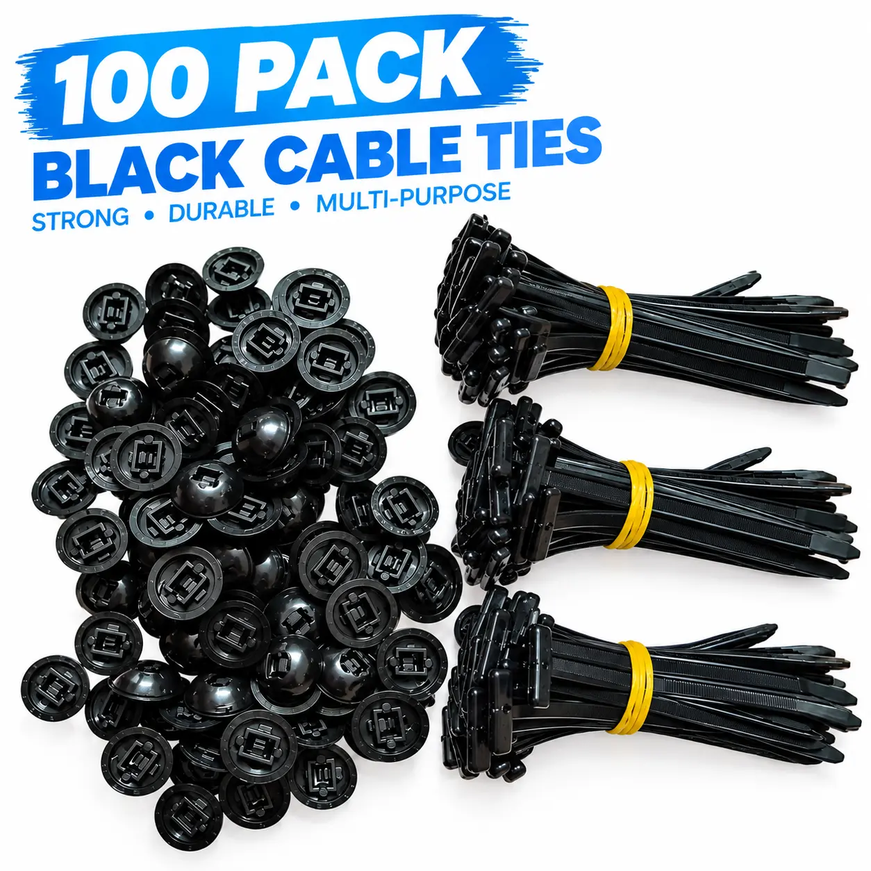 100-Pack Snap-Fit Nylon Fastening Clips for Car Repairs, Universal Self-Locking Cable Tie Buckles with Pin & Button Design, Heavy-Duty Automotive Fasteners for Wires, Cables, Panels & Body Trim