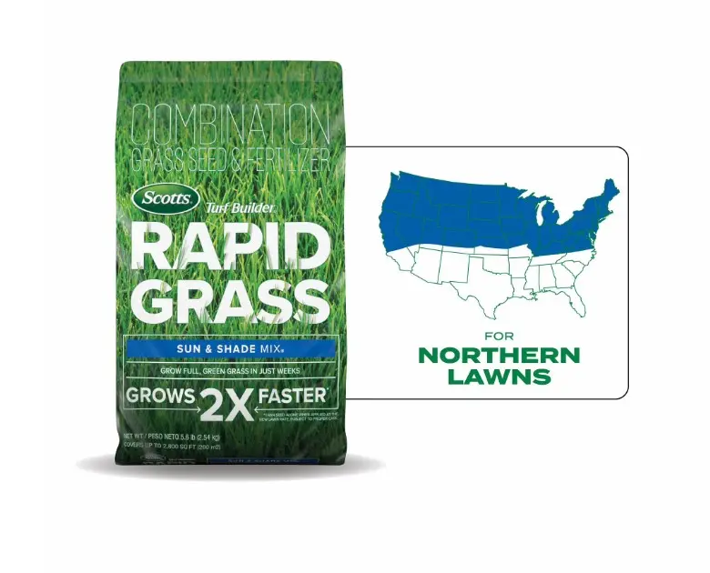 Scotts Turf Builder Rapid Grass Sun and Shade Mix, Grass Seed and Fertilizer, 5.6 lbs.