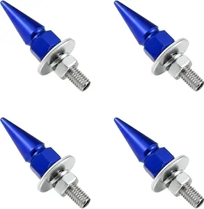 4 count Spikes License Plate Screws for , Anti  Spike Shape   Plate Frame Fastenings Bolt, Cool Licence Plate Screw Set for   ,  Accessories (Blue)