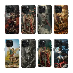 Arcangel Saint Michael Phone Case, Archangel Warrior Angel Protective Cover, Religious Catholic Christian Aesthetic Case for iPhone 11 12 13 14 15 16 17 Pro Max Plus