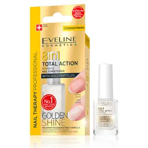 Eveline Cosmetics Nail Therapy 8-in-1 Intensive Nail Conditioner with Gold Particles – Golden Luxury Manicure & Nail Care