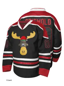 Men's white #00 hockey jersey - embroidered name number, loose style, suitable for ice hockey, Christmas, party and casual wear, machine wash, size S-3XL, black white red, breathable durable comfortable sportswear, fashionable Jersey Shirt