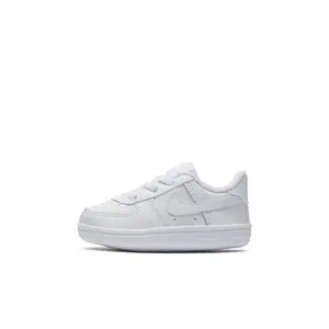 Nike Air Force 1 Low- White Leather Bootie with Elastic Laces & Soft Foam Cushioning CK2201-100 Casual Athletic Sneaker for Boys