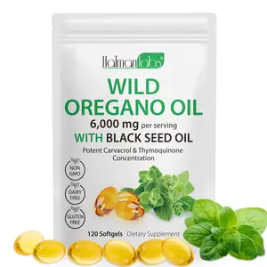 Hatmanlabs Wild Oregano Oil Softgels 120 Count 6000mg Carvacrol 2 in 1 with Black Seed Oil 200mg Natural Supplement Non GMO Dairy Free Gluten Free