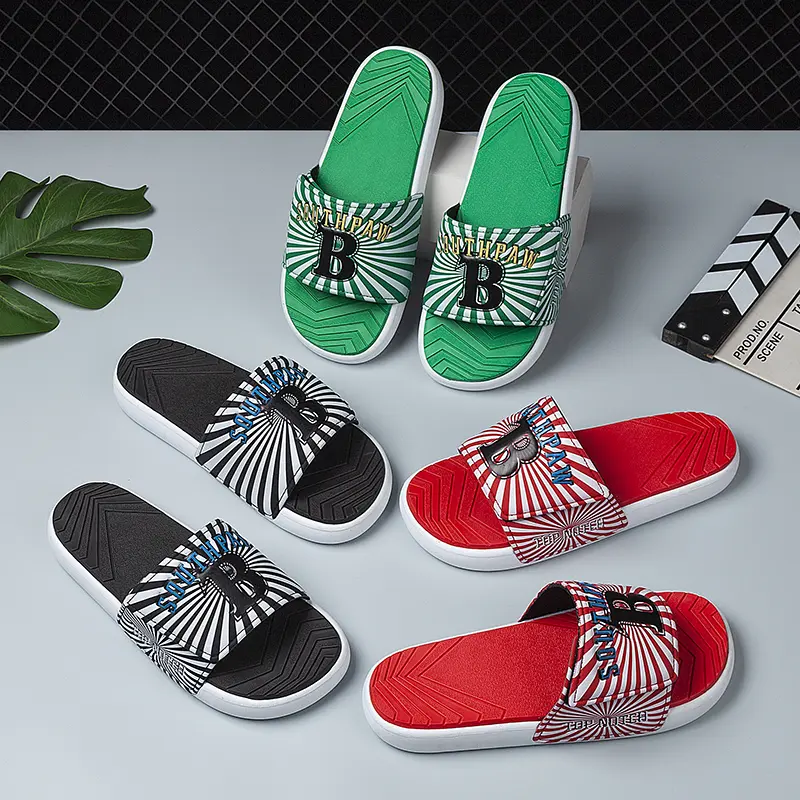 Men's Adjustable Upper Slide Sandals - Fashionable Basketball Pattern Slippers, Summer House Shoes for Vacation, Beach