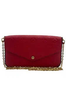 Pre-owned Louis Vuitton EMPREINTE LEATHER Crossbody Bags MONOGRAM EMPREINTE POCHETTE FELICIE RED