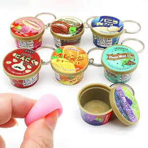 Funny Japanese Miniature Keychain Ice Cream Cone Slow Rebound Pinch Pendant Creative Food Play Flavors Pudding Key Ring Chain  #FFQ