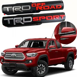 2-Pack Off-Road 4x4 Emblem Decals, Self-Adhesive Badge Stickers for Pickup Trucks, Compatible with Tundra Tacoma SR5 V6, Weatherproof Vinyl, Easy Peel & Stick Exterior Upgrade, Black/Silver/Red