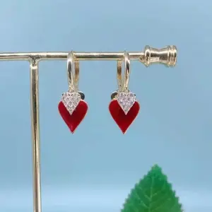 Queen of Hearts Earrings for Women, Red Enamel Heart Hoops, Luxury Chic Design Elegant Jewelry DZEH1602