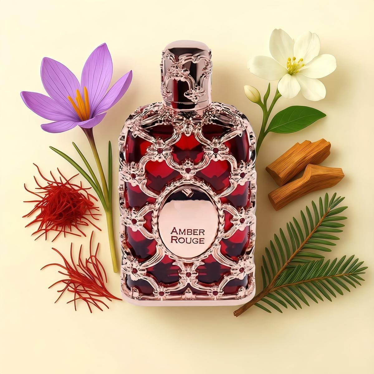 Amber Rouge Eau De Parfum Spray 2.7 oz 80 ml Woody Spicy Vanilla Scent Long Lasting Hair Perfume Fragrance Good Girl Unisex for Women and Men Luxury Collection