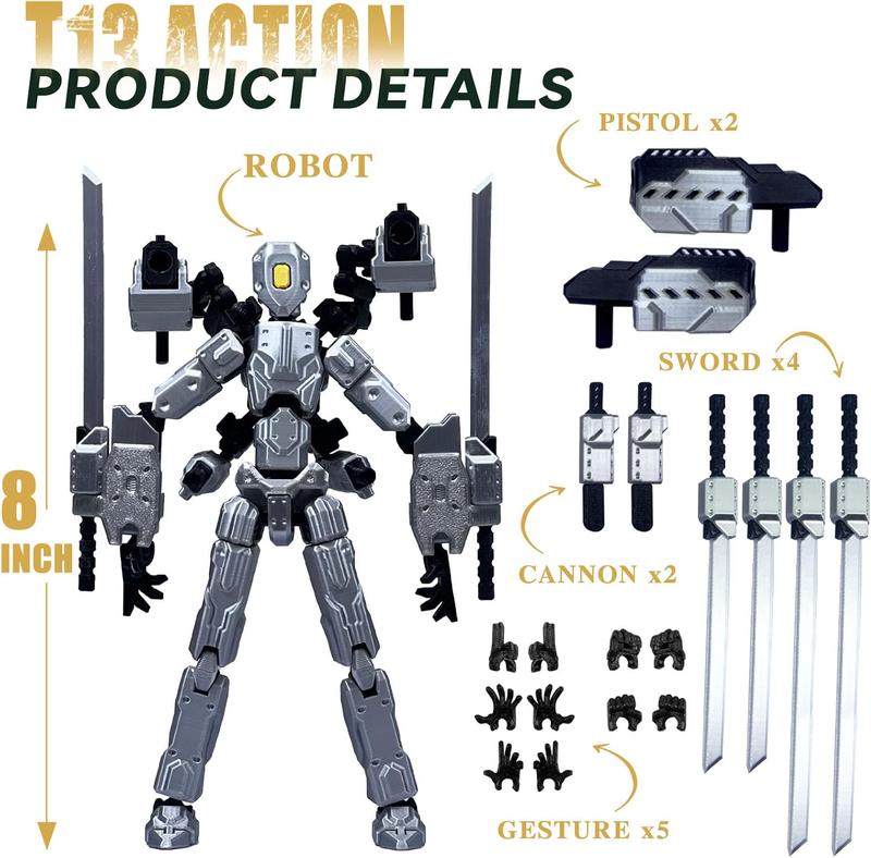 T13 Action Figure Set 8 inch T 13 Multi-Articular Mobile Robot Nova T-13,Desktop Decorations for Game Lovers Toys Assembly Completed
