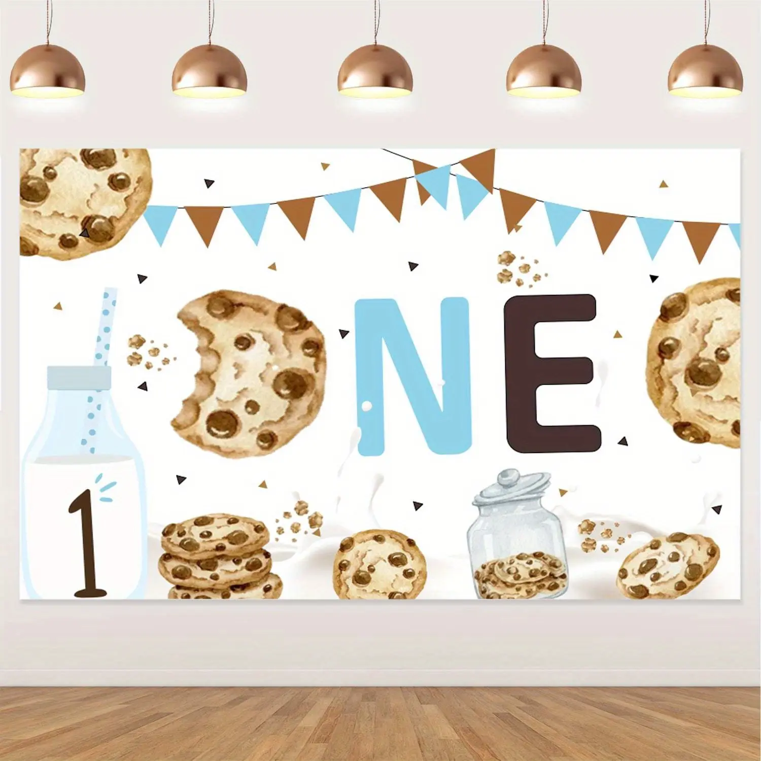 1Pcs Cookie Themed 1st Anniversary Birthday Party Decorations, Milk and Cookie First Anniversary Birthday Backdrop for First Anniversary Birthday Party Supplies Photography Background room decor