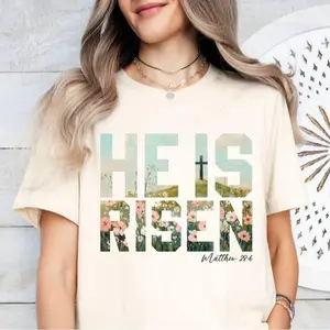 He is Risen Wildflower Spring Easter Sublimation Designs Brushstroke Aesthetic Boho Transfers Easter Christian Jesus