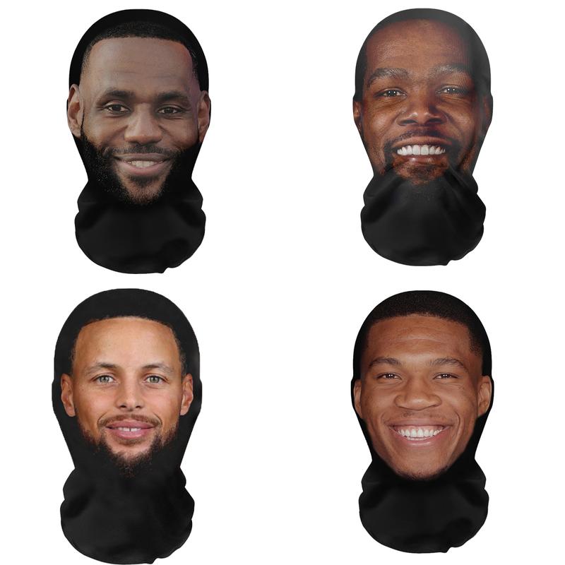 Funny pranks printed elastic mesh full face mask, hip hop fashion hood hat, cosplay costume headwear with star design