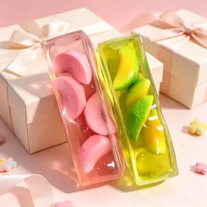 Long Fruit Series Squishy Toys - Watermelon, Yellow Peach, Melon, Ice Cube-Shaped Jelly Fidget Stress Relief Reusable Infinite Squeeze Toys
