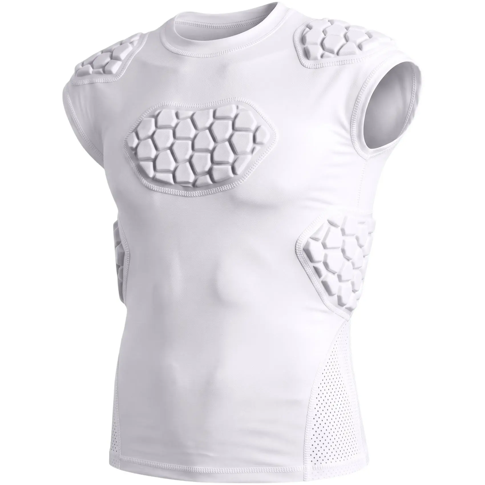 Exxact Sports Elite 6-Pad Adult Padded Football Shirt with Chest, Shoulder, Ribs & Spine Protection, Mens Football Padded Compression Shirt (Adult)