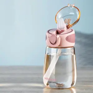 BPA-Free Reusable 14oz Wide Mouth Water Bottle with Straw, Lightweight, Portable & Leak-Proof Design, Ideal for Outdoor Activities & Travel Use, Drinkware