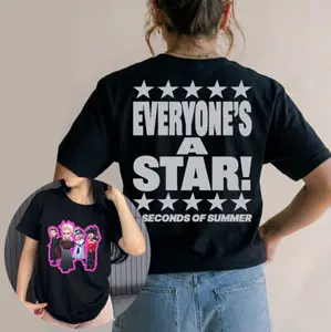 5SOS Fans 2 Sided Merch T-Shirt, Everyone's A Star Tour Shirt, Vintage Band Tour Shirt Womenswear