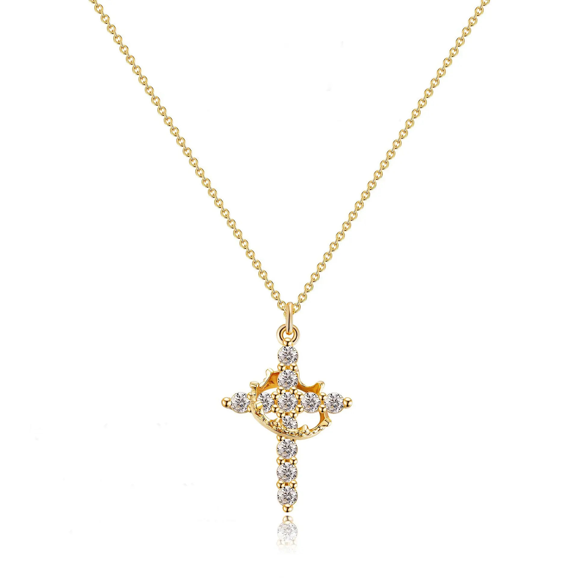 YFN simple crown cross pendant necklace, the crown can be rotated, suitable for men, women, young and old. Beautiful crown cross necklace with two colors to choose from, suitable for various festivals