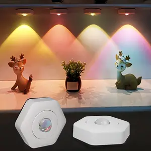 Creative Hexagonal Design Cat Eye Wall Lamp, Sunset Projection Light, Touch Dimmable LED, Battery Operated, Suitable for Kitchen & Bedroom, Cozy Lighting, Versatile Usage