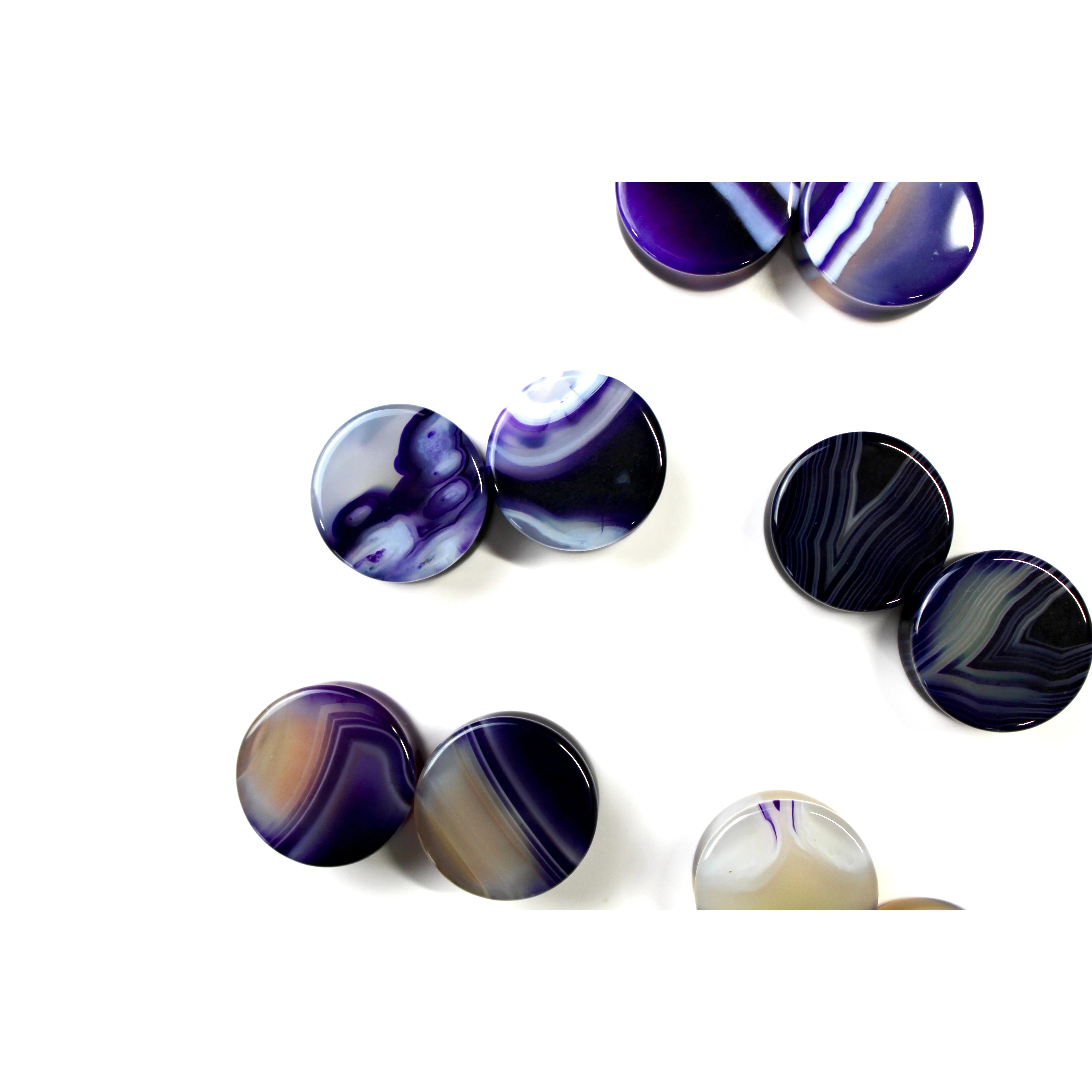 Purple Striped Agate Double Flare for Gauged Ears