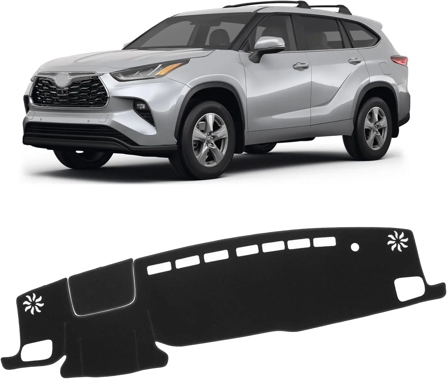 KUST Car Dash Cover for Toyota Highlander 2020-2026 L LE XLE XSE Limited Platinum with HUD Non-Slip Center Console Dashboard Cover No Glare Black Premium Polyester Material, Glare Reduction, Easy Installation, Foldable Storage, Hud Compatible