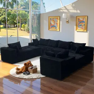 【Summer Vibes】NMXVXMN  138'' Oversized U-Shaped Boneless Sectional Couch，8 Seater Modular Cloud Sofa with Chaise Lounges，For Living Room Apartment，4-in-1 Flexible Combination Deep Seat Corner Large Couch NoAssembly Required, Big Comfy upholster couch