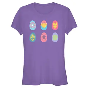 Juniors Womens Marvel Easter Eggs Classic Heroes T Shirt