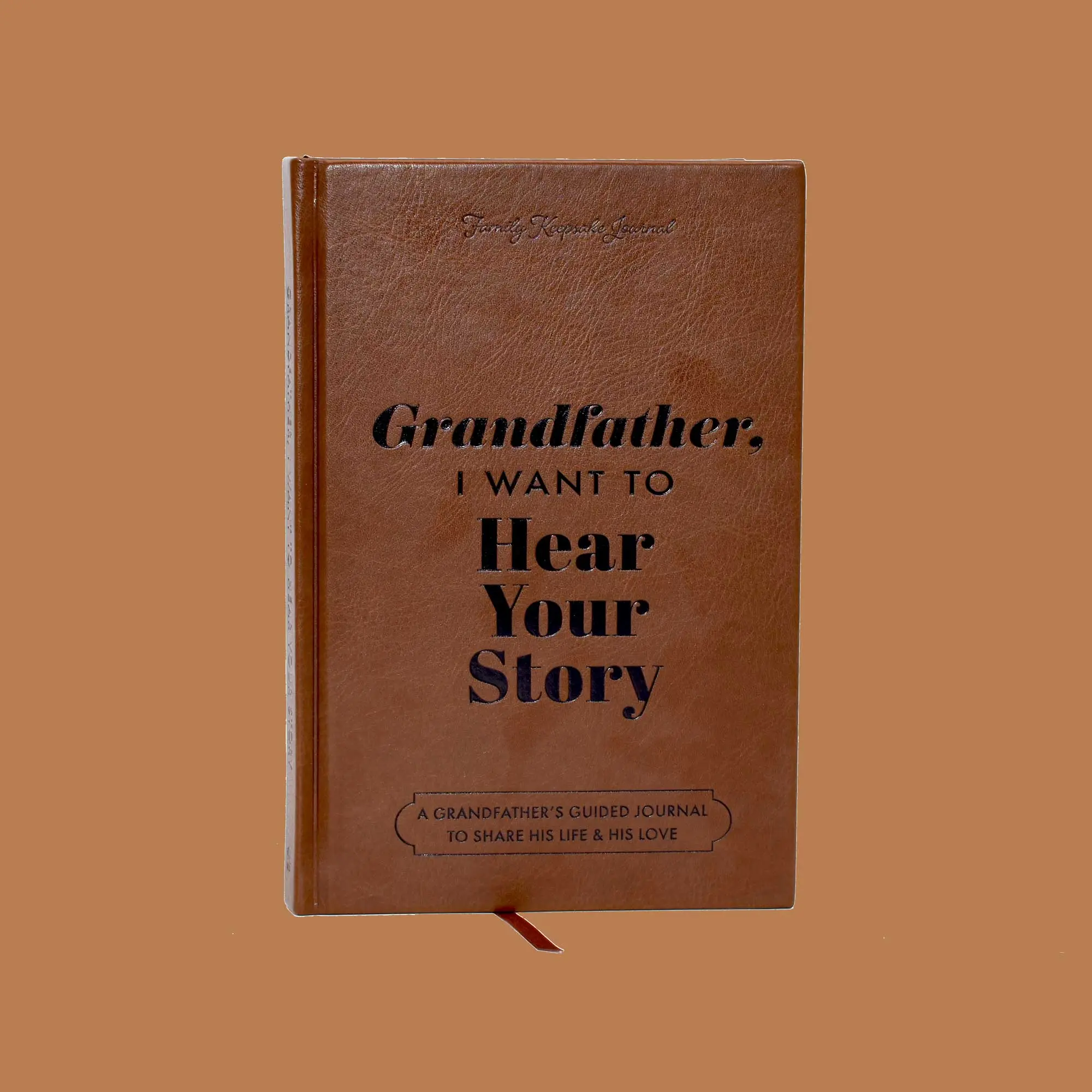 Heirloom Collection Edition Notebook Journal - Hardback Leather-Bound English Journaling Book with Elegant Prompts, Fabric Ribbon, Ideal Gifts for Grandfathers