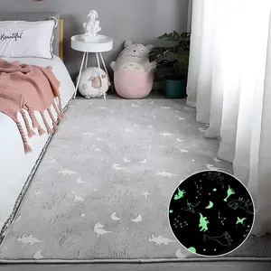 Large Playroom Rug for  Glow in The Dark Dino Area Rugs for Boys Girls  Bedroom Decorative 5x7 Grey Play Mat for