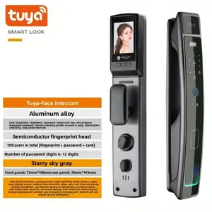 Graffiti function technology Smart door lock Fingerprint entry Anti-theft door password lock 3D facial recognition Remote visual cat eye Electronic lock New house gift 1 smart door lock with fingerprint and keyboard Biometric entrance system, IC/RFID card