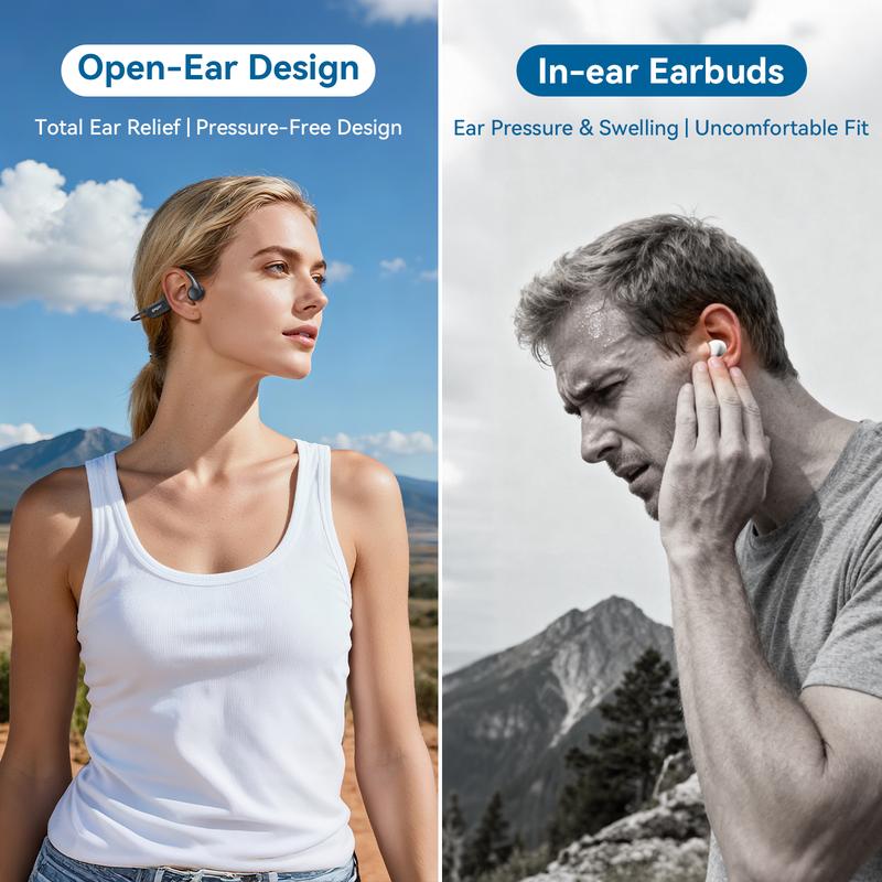 Viyawise B9 Bone Conduction Headphones Bluetooth 6.0 Open Ear Headphones with Mic, Premium Loud Sound 10Hrs Playtime Bluetooth Headphones, IPX6 Waterproof Sports Headset for Running, Cycling, Walking