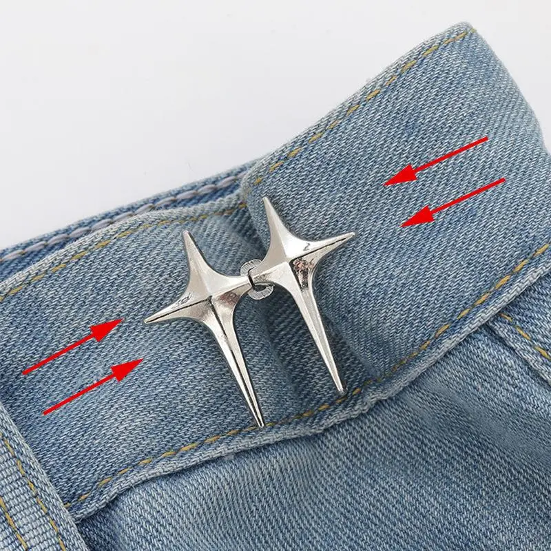 No-Pin Waist Cinching Tool, Removable Adjustable Waistband Buckle for Jeans, Perfect Jeans Accessory