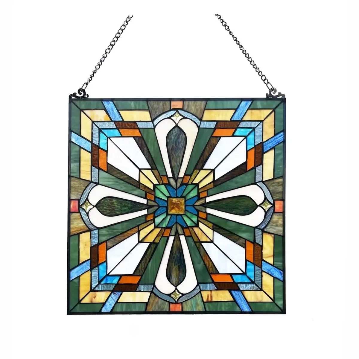 Chloe Lighting CH1P450VM20-SQR 20 in. Archie Mission-style Stained Glass Window Panel