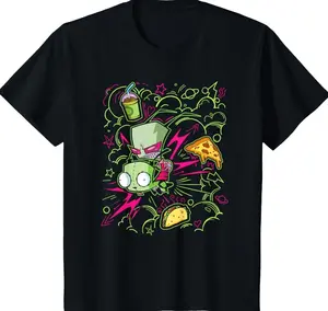 Invader Zim Riding Gir Retro Neon Doodle Mayhem T-Shirt 6