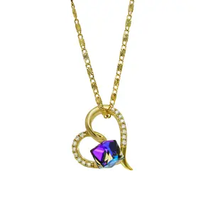 【Celestia】 Heart Pendant Necklace – 14kGold-Plated